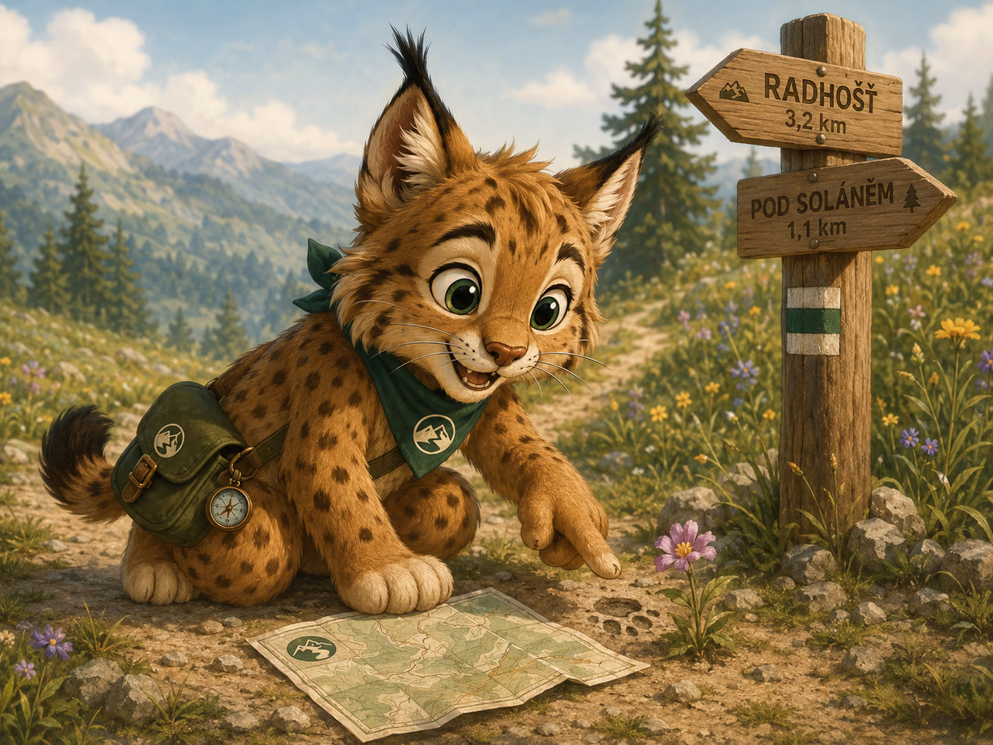 Rysík rethinking the route over an unfolded map