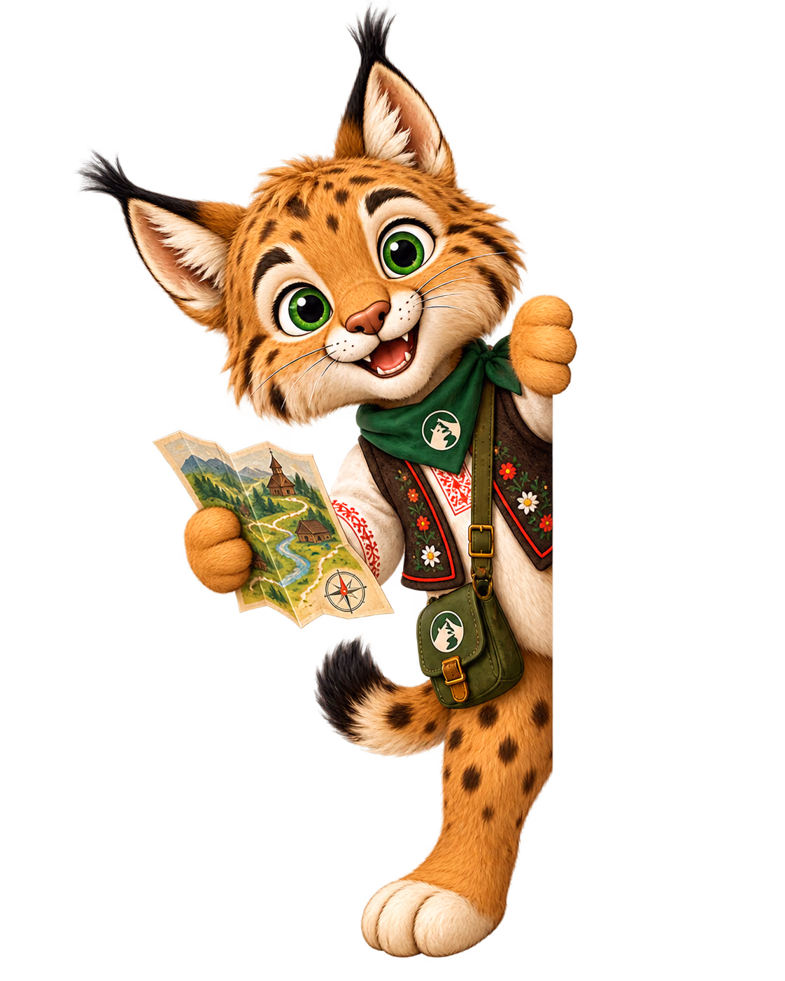 Rysík, a lynx cub in folk costume
